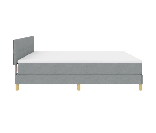 Cama con Box Spring  con Colchón Gris Claro 200x200 cm Tela