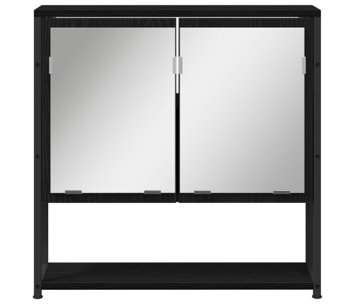 Espejo-Cabinet para Baño Roble Negro 60x16x60 cm Madera de ingeniería