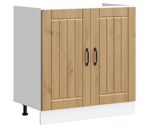 Gabinete de cocina  ""Lucca"" con doble lavabo en madera de roble artesanal