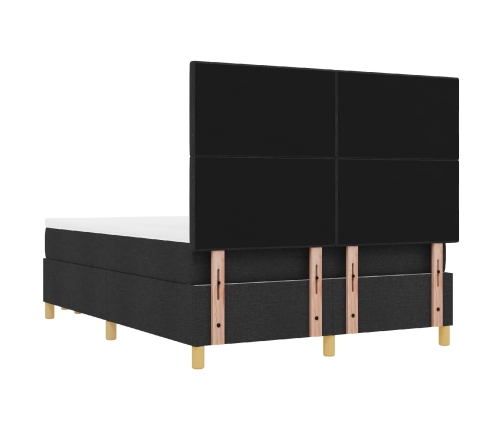 Cama con somier y colchón negro 140x200 cm tela
