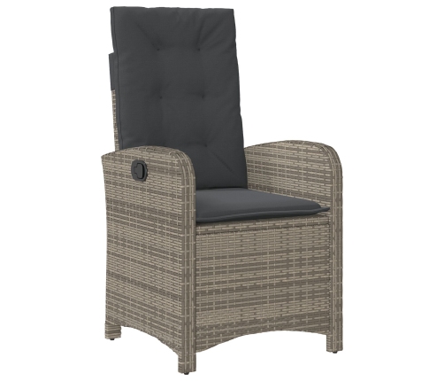 Set de Comedor de Jardín de 5 Piezas  con Cojines de Rattan Poliéster Gris
