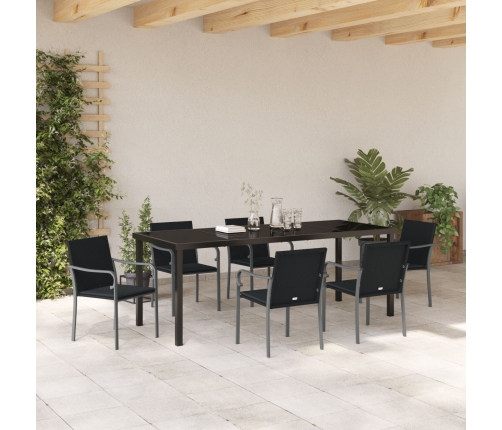 Conjunto de comedor de jardín de 7 piezas de  con cojines de ratán sintético negro