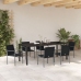 Conjunto de comedor de jardín de 7 piezas de  con cojines de ratán sintético negro