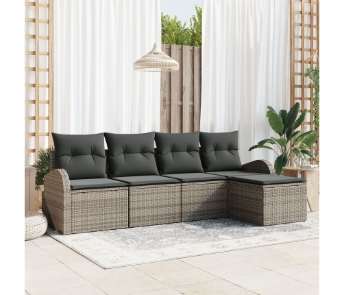 Conjunto de Sofá de Jardín de 5 Piezas con Cojines Gris