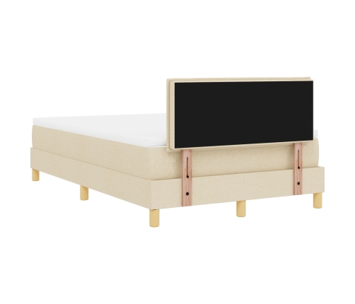 Cama con somier  con colchón y LED crema 120x200 cm tela
