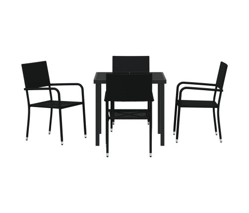 Set de Comedor de Jardín  de 5 Piezas Negro Poliratán