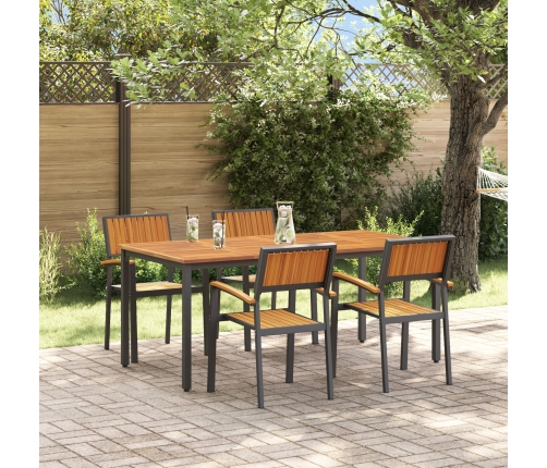 Conjunto de Comedor de Jardín de 5 Piezas Negro, Marrón Metal, Madera