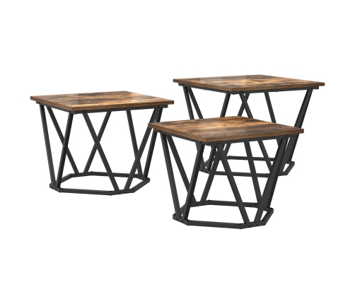 Mesitas de noche  3 pcs Madera de roble ahumada
