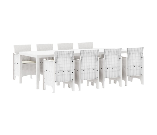 Juego de Comedor de Jardín Conjunto de 9 Blanco Poliratán