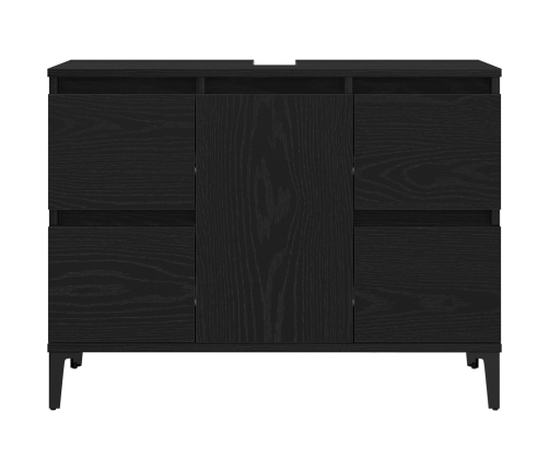 Gabinete para lavabo de baño  negro roble 80x33x60 cm de madera