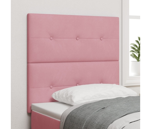 Cabezal de  con botón acolchado rosa de 90 cm en terciopelo