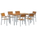 Conjunto de Comedor de Jardín  7 Piezas Gris Metal Resistente