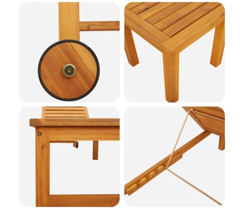 Tumbona  con mesa de madera de acacia, Tumbona  de madera de acacia