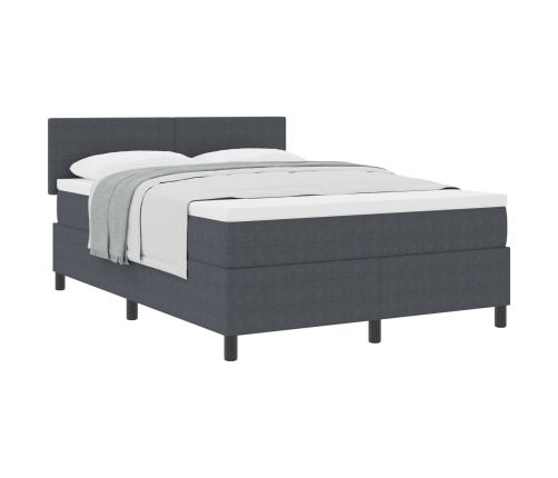 Cama con Somier de  con Colchón Gris Oscuro 160x200 cm Tela de Corduroy
