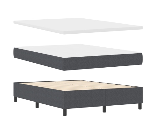 Cama con Base  con Colchón & Luz LED Gris Oscuro 140x200 cm Tela de Pana
