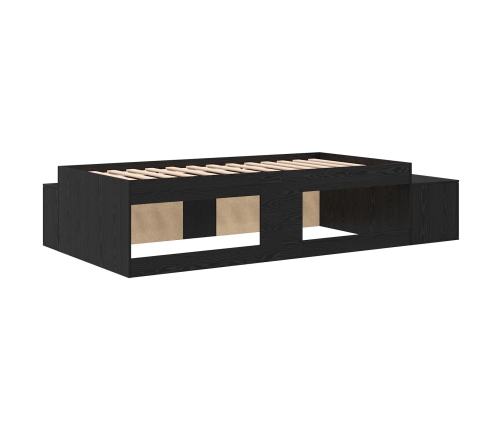 Estructura de cama de almacenamiento en roble negro 80x200 cm