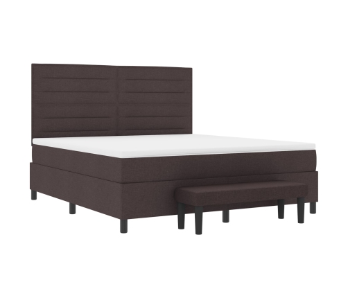 Cama con somier y colchón marrón oscuro 180x200 cm tela