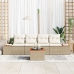 Conjunto de Sofás de Jardín  de 5 Piezas con Cojines Beige de Ratán y Acacia