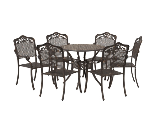 Conjunto de Comedor de Jardín de 7 Piezas de  en Aluminio Fundido Bronce