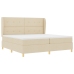 Cama con somier  y colchón, crema, 200x200 cm, tela