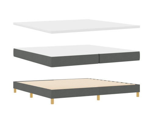 Cama con Base de Muelles con Colchón Gris Oscuro 200x200 cm Tela