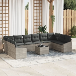 Conjunto de Sofá de Jardín  Set de 11 Gris Poliratán