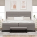 Cama Box Spring  con Colchón y Banco Gris 200x200 cm Tela