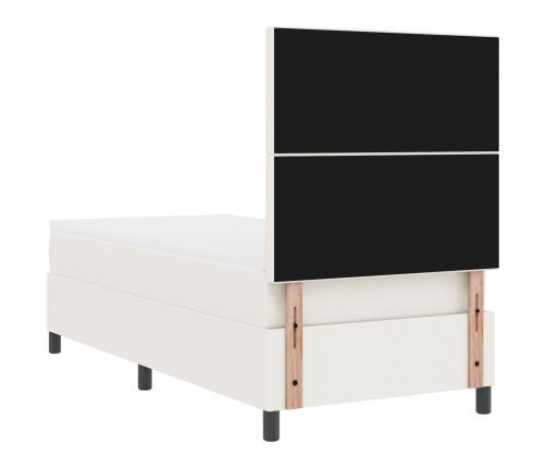 Cama con somier y colchón LED crema 90x200 cm tela de corduroy