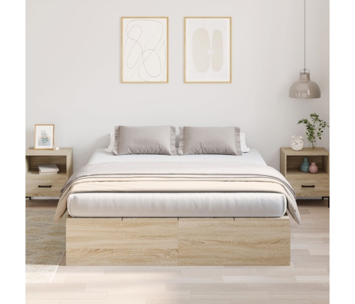 Cama  con Almacenamiento Roble Sonoma Madera elaborada 140 x 200 cm