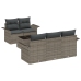 Conjunto de Sofás de Jardín  Set de 6 Gris Rattan, Poliéster