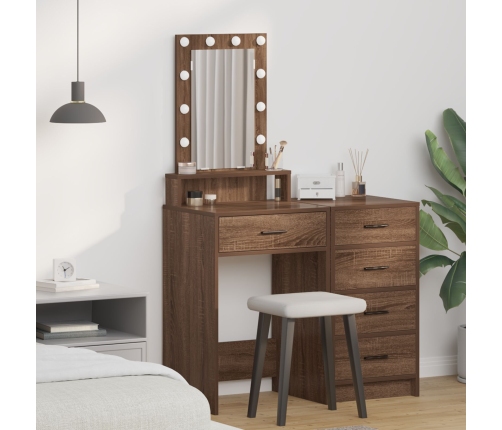 Mesa de Tocador  con Luces LED Madera de Fresno 50x41x140 cm