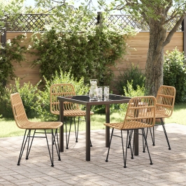Conjunto de comedor de jardín de 5 piezas  marrón ratán polipropileno