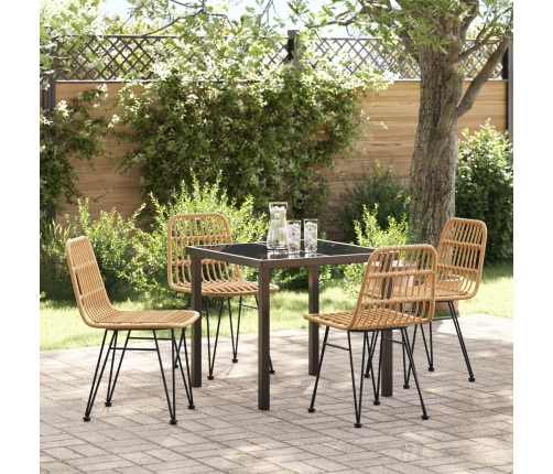 Conjunto de comedor de jardín de 5 piezas  marrón ratán polipropileno