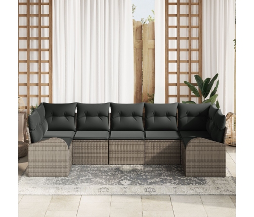 Conjunto de Sofá de Jardín  Conjunto de 7 Gris Oscuro Ratán