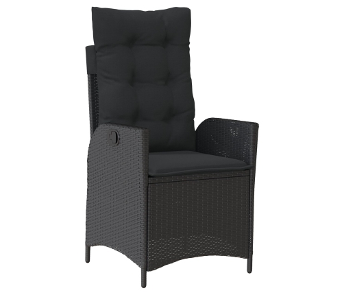 Juego de comedor de jardín de 9 piezas  con cojines Negro Rattan Poli