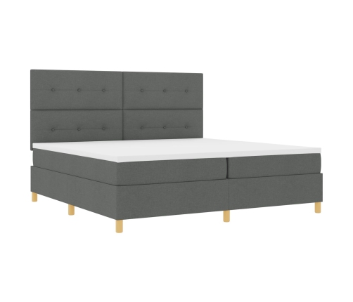 Cama con Box Spring y Colchón Gris Oscuro 200x200 cm Tela