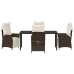 Conjunto de Comedor de Jardín de 5 Piezas Ratán Poliéster Marrón