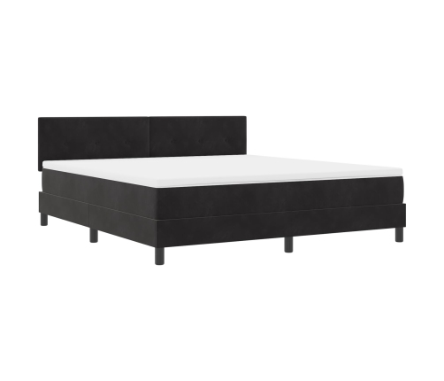 Cama con somier y colchón  Negro Super King Terciopelo