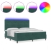 Cama con Somier y Colchón  con LED Verde Oscuro 200x200 cm Terciopelo