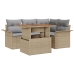 Conjunto de Comedor de Jardín de 5 Piezas con Cojines Beige Ratán Poliéster Acacia
