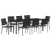 Set de 5 Negro Ratán PE, Acero Recubierto de Polvo