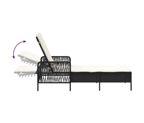 Tumbona  Negra y crema Ratán PE 157 x 55 x 92 cm