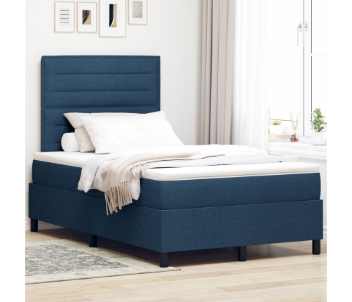 Cama con Somier  con Colchón Azul 120x200 cm Tela
