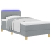 Cama con base  con colchón y LED gris claro 100x200 cm tela