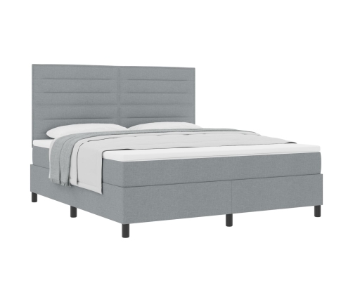 Cama con base de resortes  con colchón gris claro super king tela