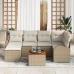 Juego de Sofá de Jardín de 7 Piezas con Cojines Beige Poliratán Acacia
