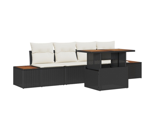 Conjunto de Sofá de Jardín   Conjunto de 5 Negro, Beige
