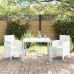 Conjunto de Comedor de Jardín de 3 Piezas Blanco de Ratán Sintético