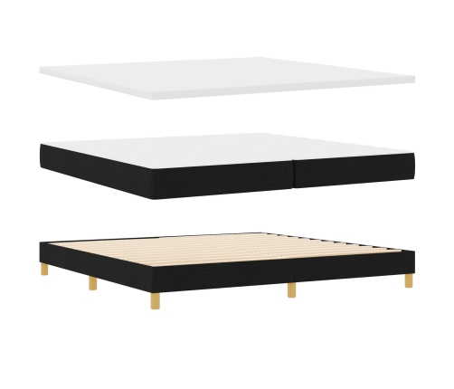 Cama con Muelles y Colchón Negra 200x200 cm Tela