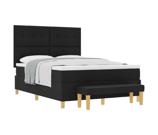 Cama con somier y colchón negro 140x200 cm tela